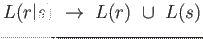 $ L(r\vert s)\ \rightarrow\ L(r)\ \cup\ L(s)$