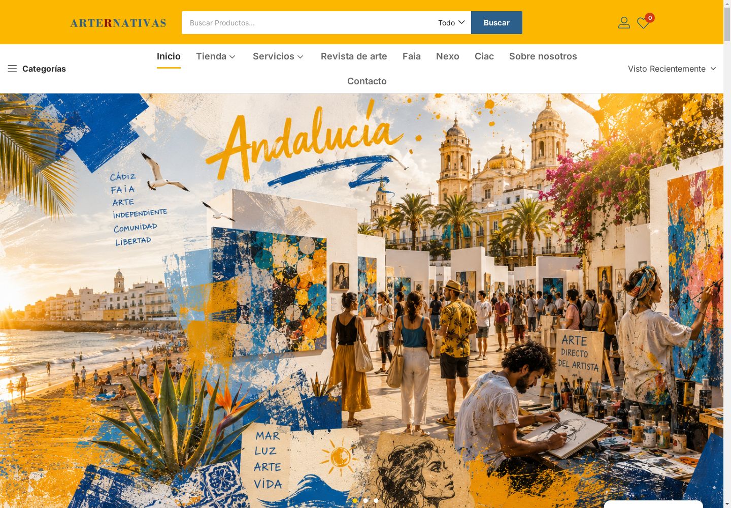 Web de Arternativas, plataforma de arte contemporáneo independiente para artistas y coleccionistas