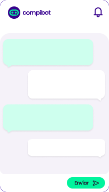 Ilustración de la interfaz de conversación de Compibot, con mensajes y botón de envío