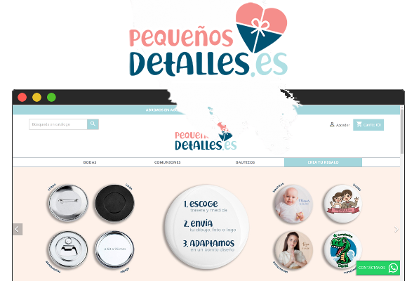 Presentación visual de la tienda de regalos personalizados Pequeños Detalles